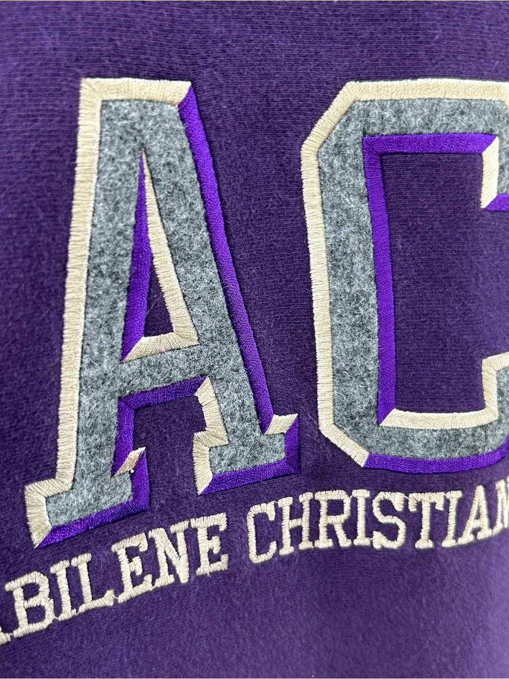 Vtg ACU Abilene Christian Univ Purple Crewneck Sweatshirt XL Pro Weave MV Sport